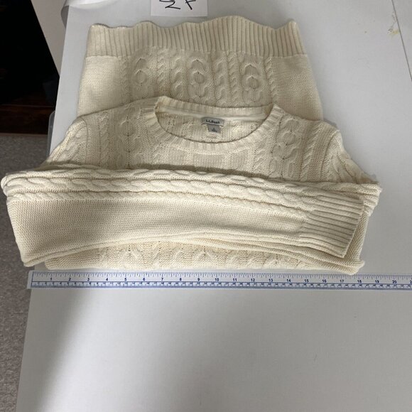 L.L. Bean Cream-Coloured Cable Knit Sweater Womens Size S - Picture 8 of 10
